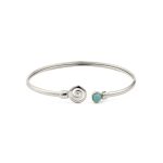Spiral Cuff Bracelet with Stone - 925 Sterling Silver - Image 6