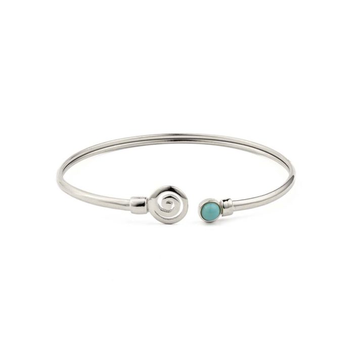 Spiral Cuff Bracelet with Stone - 925 Sterling Silver - Image 6