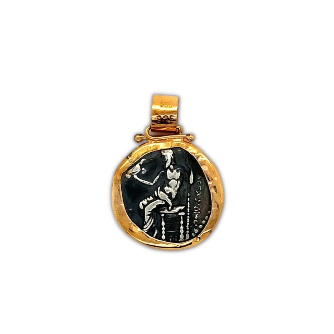 alexander-back Hercules Coin Pendant - 14K Gold and Sterling Silver 925 - Image 4