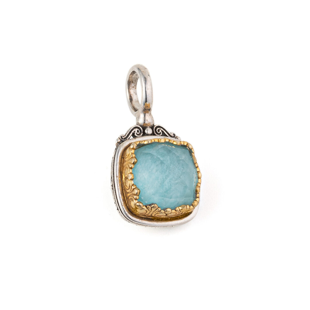 p1680c|p1680cb|pack-gero Gerochristo - Iris square pendant in Sterling Silver with Amazonite