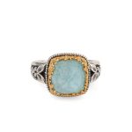 Gerochristo - Dione square ring in sterling silver with Amazonite