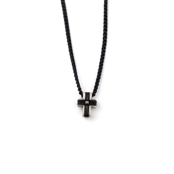 Babylonia Cross Necklace Black - Sterling Silver - Image 1