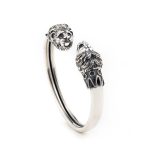 Silver Lion's Head Cuff Bracelet