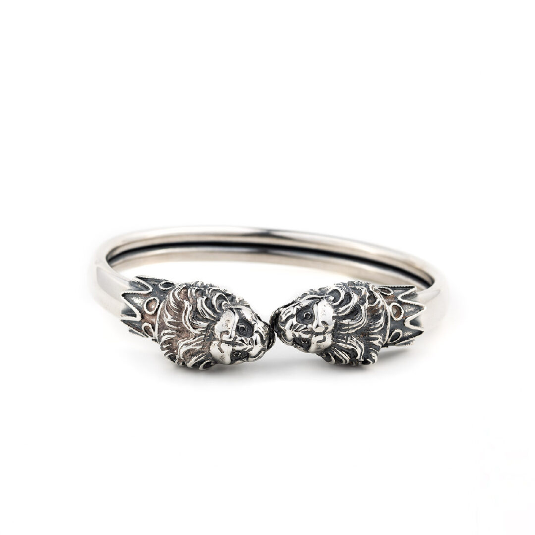 ΜΙ-Β-1106c-1 Silver Lion's Head Cuff Bracelet - Image 3