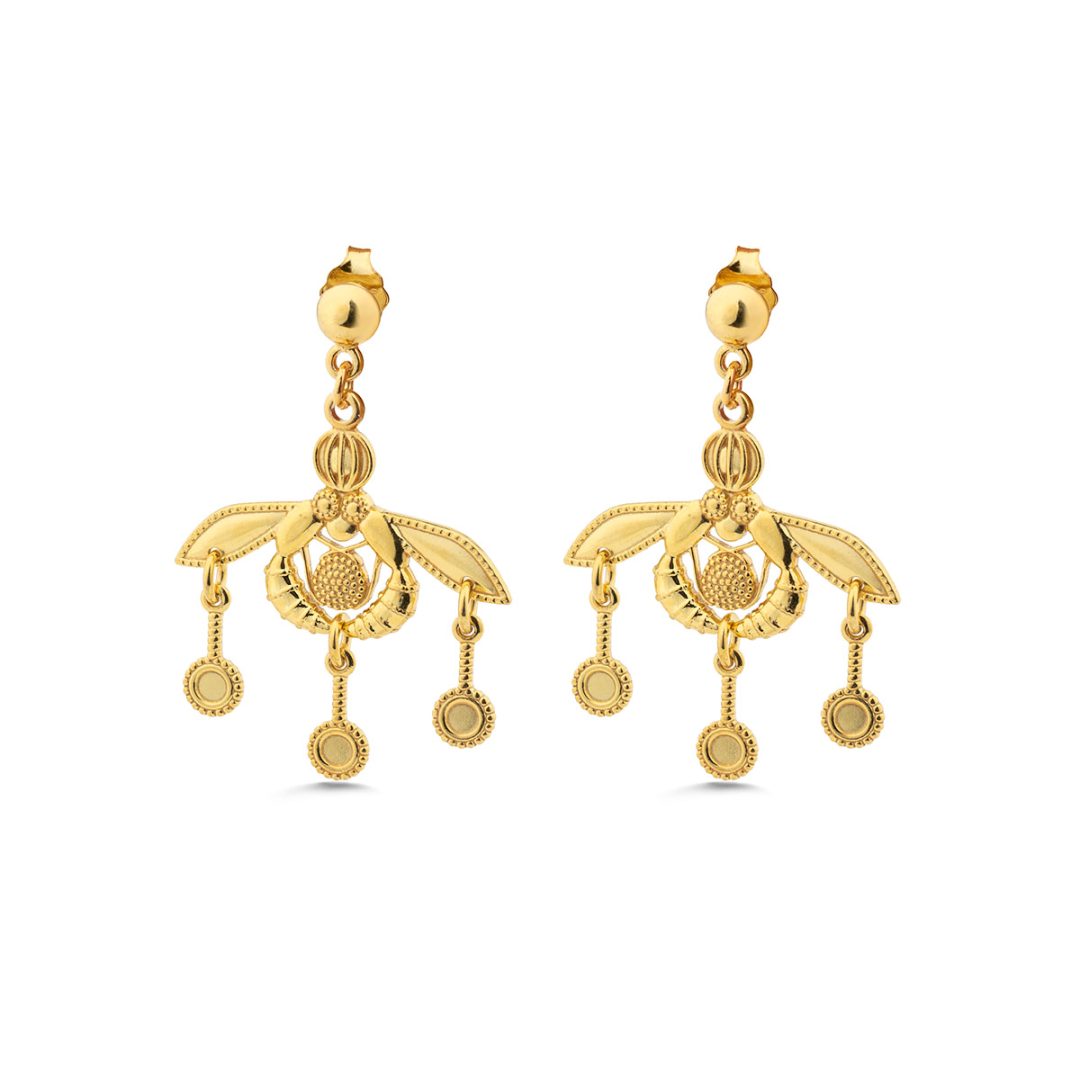 59229gp Greek Minoan Bees Earrings – Sterling Silver and Gold Plated - Image 5
