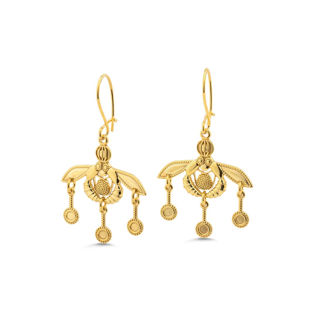 59232gp Greek Minoan Bees Earrings – Sterling Silver and Gold Plated - Image 1