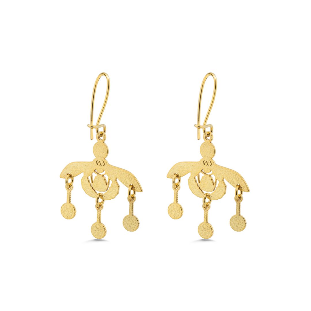 59232gpb Greek Minoan Bees Earrings – Sterling Silver and Gold Plated - Image 6