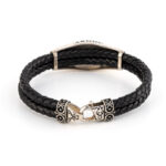 Fleur De Lis Cross Leather Bracelet – 925 Sterling Silver - Image 6
