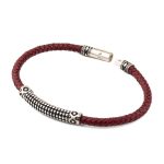Sterling Silver Leather Sea Urchin Bracelet - Image 3