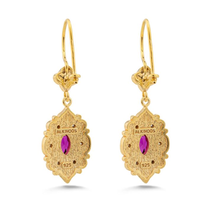 Byzantine Flower Earrings with Zircon - Image 3