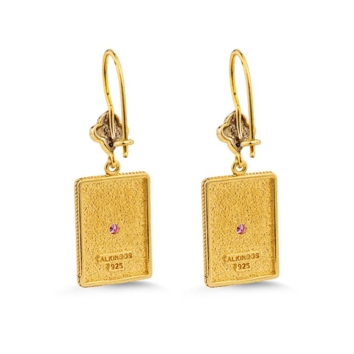 Byzantine Floral Rectangle Earrings - Image 3