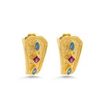 Byzantine Stud Earrings with Multicolored Zircon Stones