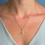 Byzantine Oval Pendant with Zircon 925 Sterling Silver Gold Plated - Image 2
