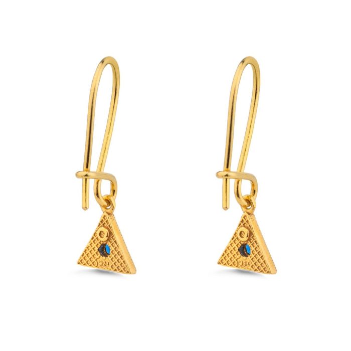 Byzantine Triangle Drop Earrings with Zircon - Image 3