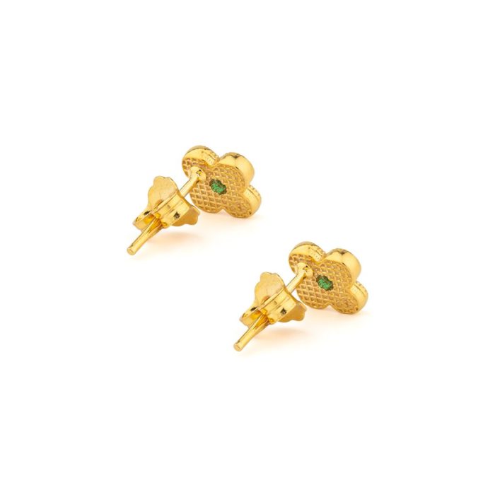 Byzantine Mini Flower Earrings with Zircon - Image 4