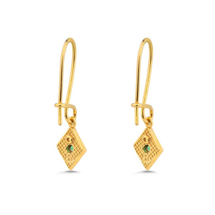 Byzantine Rhombus Earrings with Zircon - Image 3