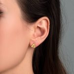 Byzantine Mini Triangle Earrings with Zircon - Image 2