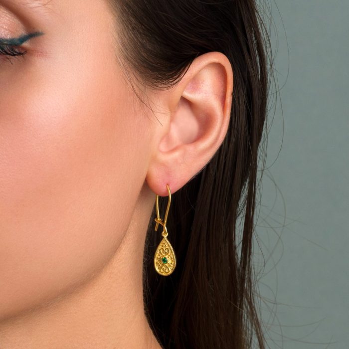 Byzantine Drop Earrings with Zircon - Image 2