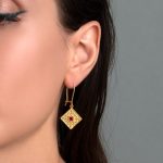 Byzantine Triangle Earrings with Zircon - Image 2