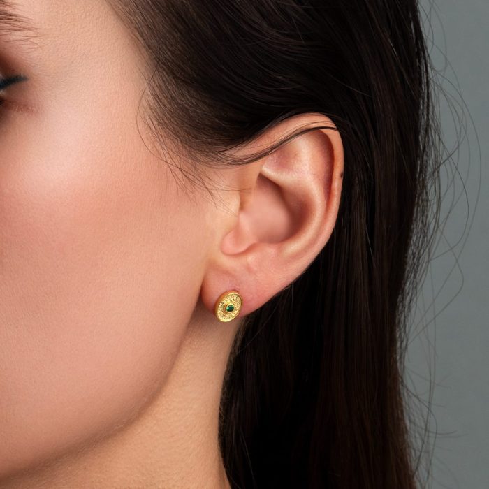 Byzantine Mini Oval Earrings with Zircon - Image 2