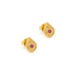 Byzantine Mini Tear Drop Stud Earrings with Zircon