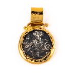 14K Gold and Sterling Silver Greek Goddess Athena Pendant - Image 3