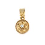 Byzantine Circle Pendant in Gold Plated 925 Silver with Zircon