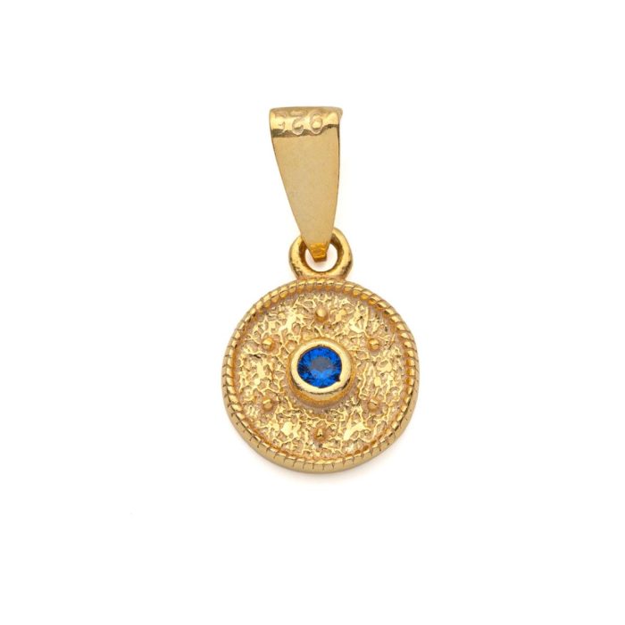 Byzantine Circle Pendant in Gold Plated 925 Silver with Zircon - Image 4