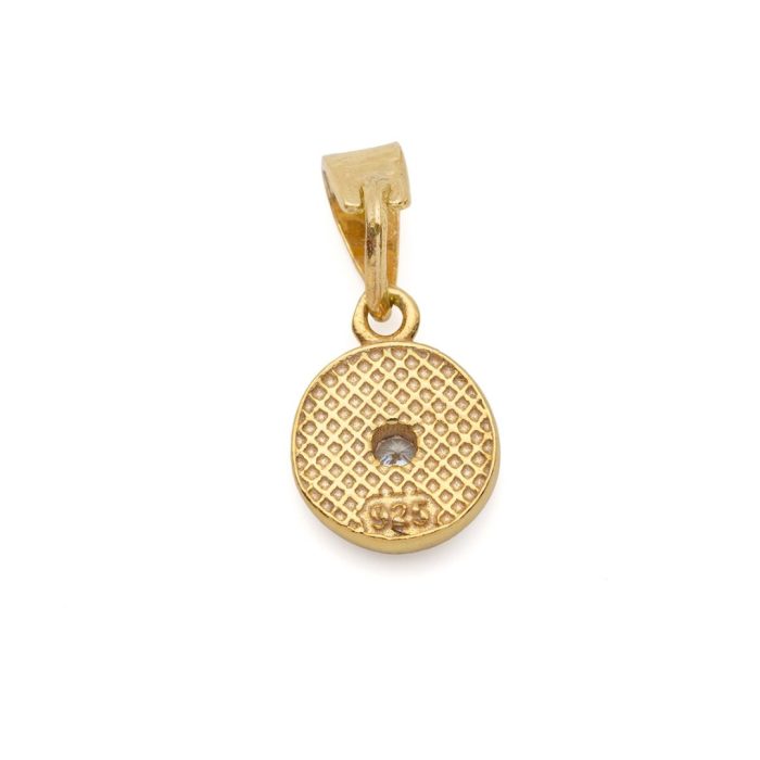 Byzantine Circle Pendant in Gold Plated 925 Silver with Zircon - Image 3
