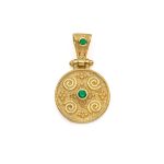 Byzantine Circle Pendant with Zircons in 925 Sterling Silver Gold Plated