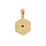 Byzantine Polygon Pendant with Zircon Stone in Gold Plated 925 Sterling Silver - Image 3
