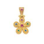 Byzantine Flower Pendant in Gold Plated 925 Silver with Zircons