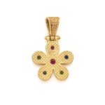 Byzantine Flower Pendant in Gold Plated 925 Silver with Zircons - Image 3