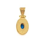 Byzantine Oval Pendant with Zircon 925 Sterling Silver Gold Plated - Image 3