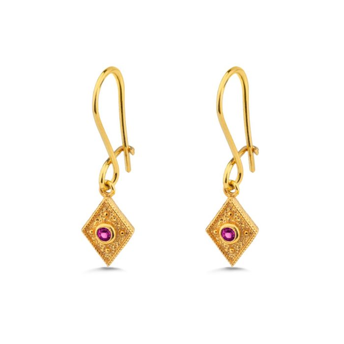 Byzantine Rhombus Earrings with Zircon - Image 4
