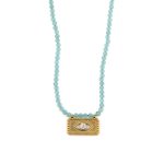 Evil Eye Necklace with Semi-Precious Stones in 925 Sterling Silver Gold Plated
