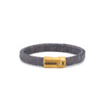Stainless Steel Leather Bracelet with Meander Motif - Image 4