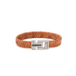 Stainless Steel Leather Bracelet with Meander Motif