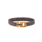 Stainless Steel Leather Bracelet with Meander Motif - Image 4