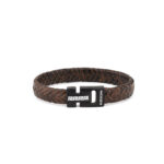 Stainless Steel Leather Bracelet with Meander Motif - Image 5