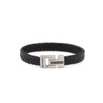 Stainless Steel Leather Bracelet with Meander Motif - Image 8