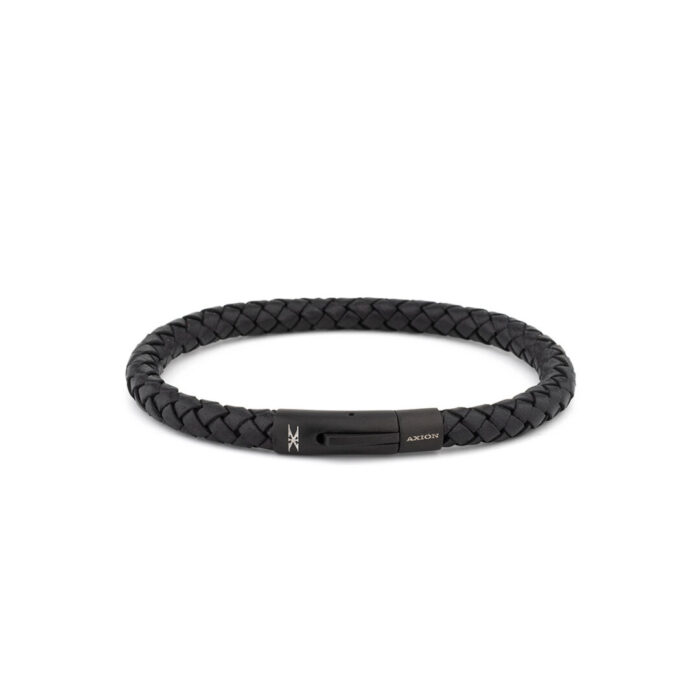 Axion Leather Bracelet with Black Stainless Steel Clasp - Image 1