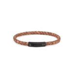 Axion Leather Bracelet with Black Stainless Steel Clasp - Image 2