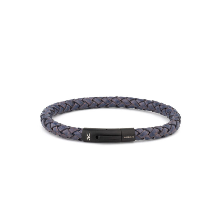 Axion Leather Bracelet with Black Stainless Steel Clasp - Image 3