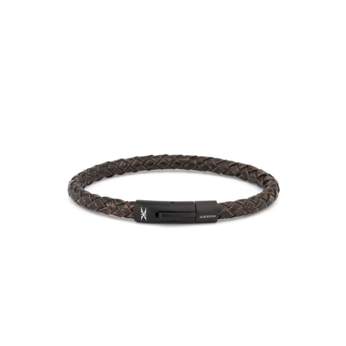 Axion Leather Bracelet with Black Stainless Steel Clasp - Image 4