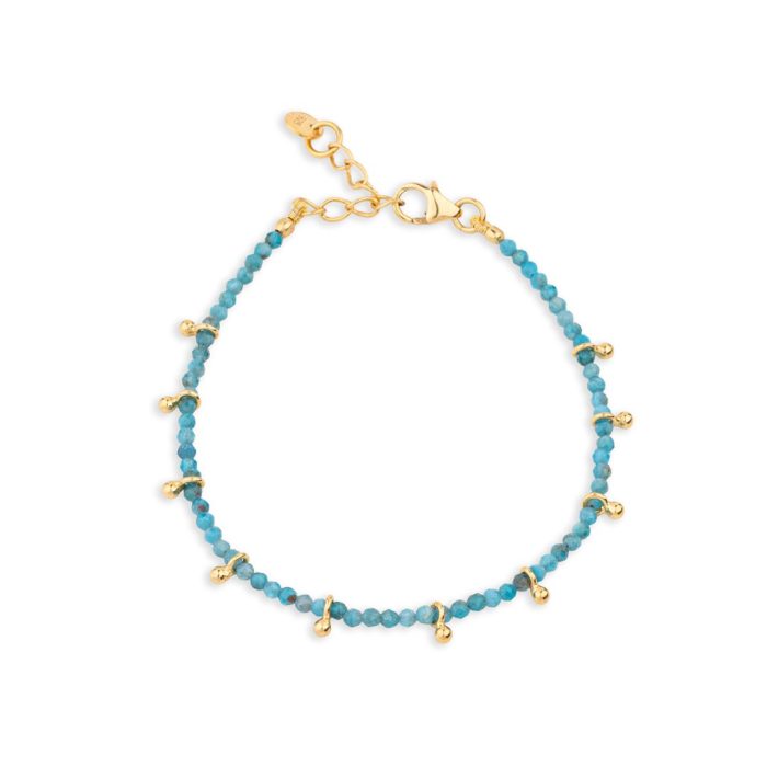 Apatite Bracelet in 925 Sterling Silver and Gold Plated - Image 1