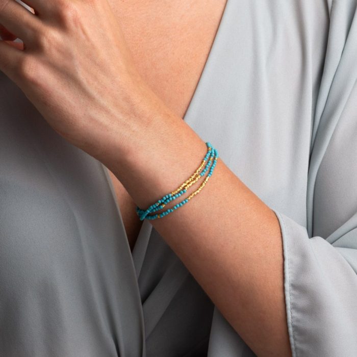 Turquoise Bracelet in 925 Sterling Silver and Gold Plated - Image 2