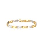 Two Tone Greek Key Bracelet in 925 Sterling Silver