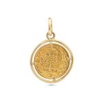 Goddess Athena and Owl Coin Pendant - 14K Gold - Image 2