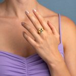 Byzantine Round Ring in 925 Sterling Silver Gold-Plated with Multicolor Oval Zircons - Image 2